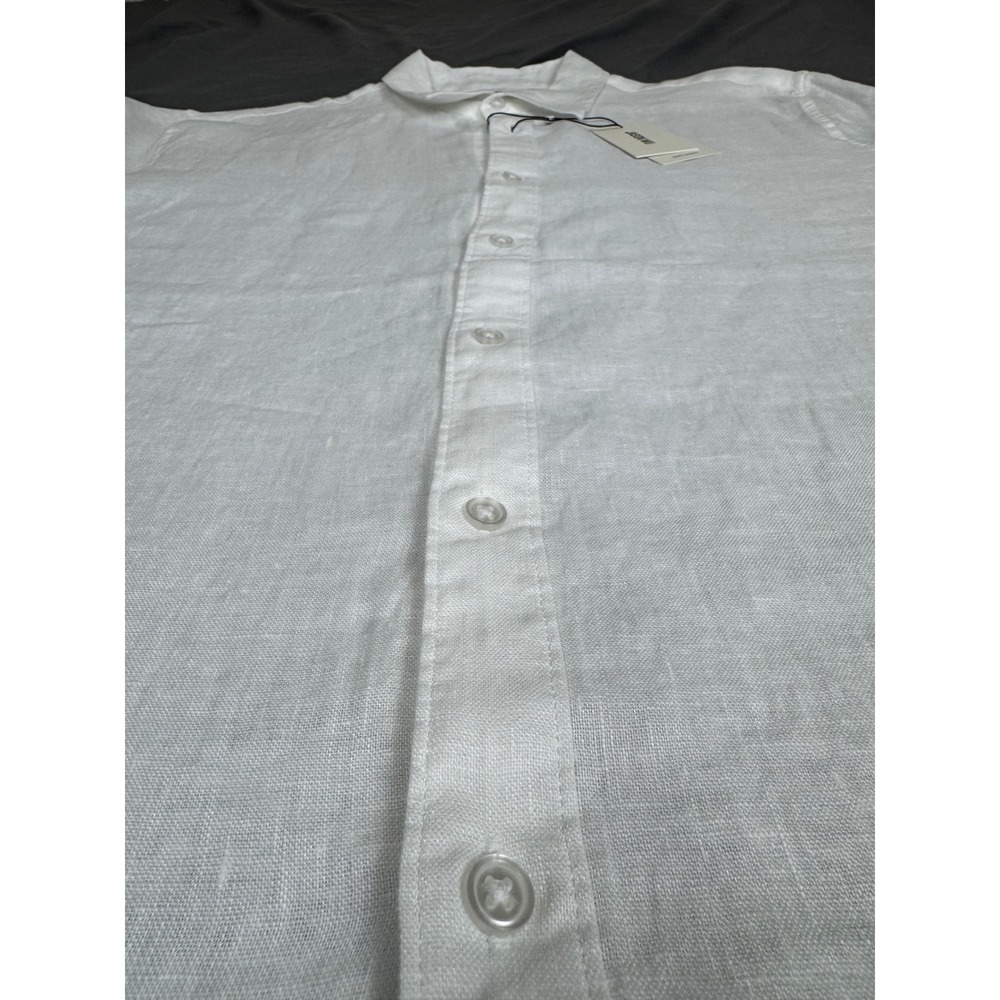 Jason Wu Mens 100% Linen Short Sleeve Button Up Shirt White Large Casual NWT - Picture 10 of 16
